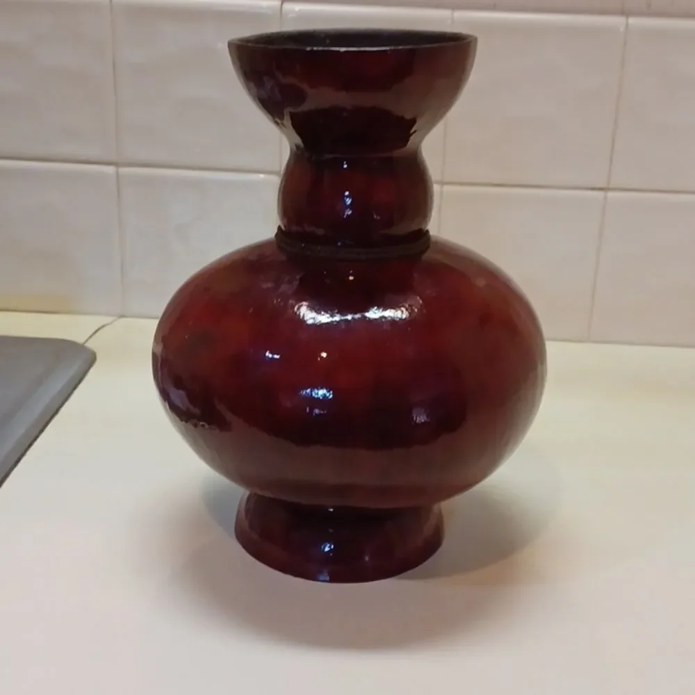 Gourd‎ Finished To A Vase Handcrafted New  10Tx22 Round Signed New